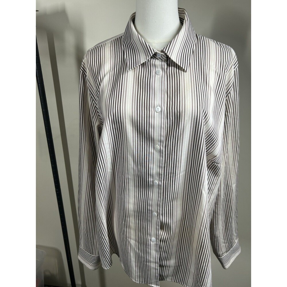 Foxcroft Womens Button Down Shirt 18W Multicolor Striped Wrinke Free 071
